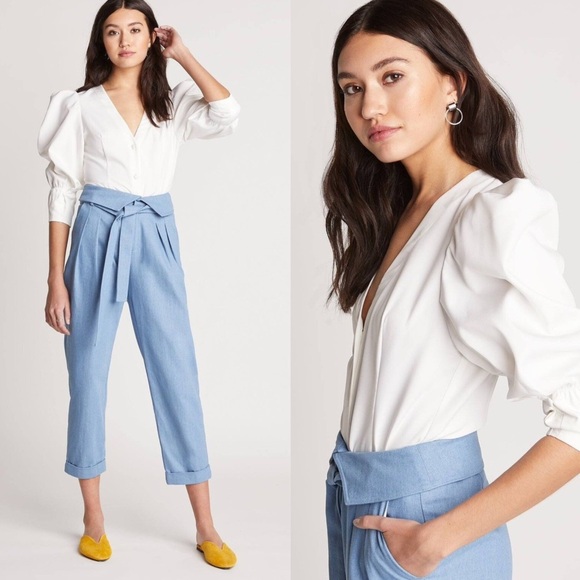 NWT | Choosy Women’s High-Waisted Denim Paperbag Pants (Size 0) - Picture 1 of 4